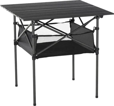 Produktbild von Campingtisch Faltbarer Klapptisch Aus Aluminium, Leicht, Tragbar Mit Netztasche, Schwarz, 70X70X69Cm