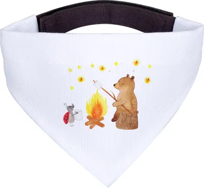 Produktbild von Mr. & Mrs. Panda Halstuch Bär & Marienkäfer Lagerfeuer - Weiß - Geschenk, Hundeschal, Hunde, Teddy, Hund, Hundehalstuch