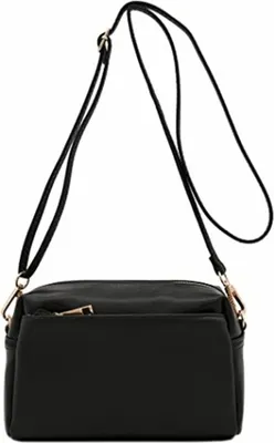 Produktbild von ASKSA Damen Handy Umhaengetasche Veganem Leder Crossbody Schultertasche mit Kartenschlitz Verstellbar Abnehmbar Schultergurt,Schwarz
