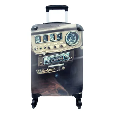 Obrázek produktu pro Kufr Příruční zavazadlo na kolečkách Malý cestovní kufr na 4 kolečkách Vintage - Auto - Rádio - Velikost kabiny < 55x40x23 cm a 55x40x20 cm -