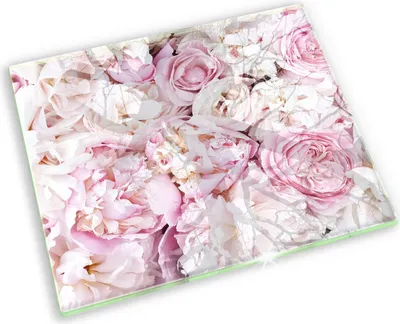 Produktbild von Glasplatte für Grabkerzen Gummifüße Glas Motiv - 60x52 cm - Pfingstrosenstrauß