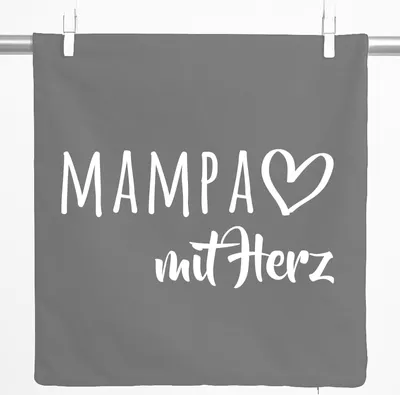 Produktbild von Huuraa Kissenbezug MAMPA mit Herz 40x40cm Steel Grey Baumwolle Dekokissenbezug Geschenkidee