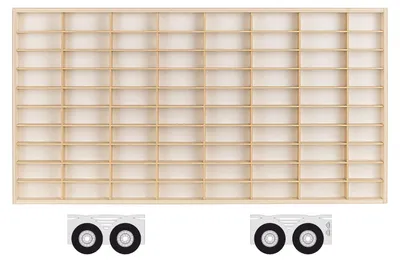 Produktbild von ArtTwist Trailer für Modellauto Vitrine | Hot Wheels Aufbewahrung zu 80 Fächen | Sammlervitrine Hängend 78,5cm x 40cm x 4cm | Setzkasten Holz für Wanddeko und Organisation (016B)