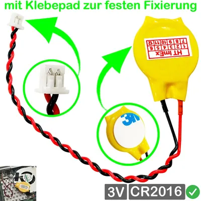 Produktbild von RTC CR2016 BIOS Batterie CMOS Knopfzelle Akku Battery mit Steckerkabel für Lenovo Legion 5-15IAH7H (82RB0008GE), Pro 5-16ACH6H (82JQ00XVGE)