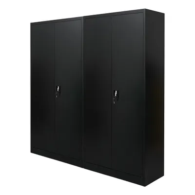 Produktbild von Mega Deal | 2x Flügeltürenschrank ELEPHANT mit 2 Türen, abschließbar | HxBxT 180x80x40cm | 4 Ebenen | Stahl mit Pulverbeschichtung | Schwarz | Spind Aktenschrank Metallschrank Werkstattschrank Mehrzweckschrank