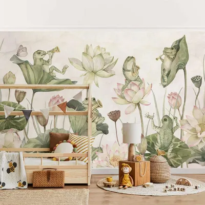 Produktbild von Fototapete Tiere - Vliestapete - Bildtapete UV-beständig Rose grün Aquarell Wandtapete geruchsfrei