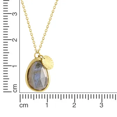 Zdjęcie produktu dla Naszyjnik Jamelli ze srebra 925 pozłacanego o długości 42+3cm z prawdziwym labradorytem 15x12mm