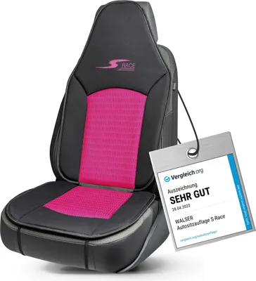 Produktbild von WALSER Car Comfort Auto-Sitzauflage S-Race, Auszeichnung * Autositzauflage für Highback-/Pilotensitze, Universal Sitzschoner-Auto, Sitzauflage-Auto Vordersitze pink/schwarz