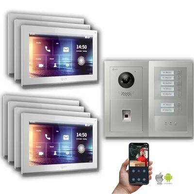 Produktbild von Goliath IP Video Türsprechanlage: 10-Zoll 7 Familienhaus, Fingerprint, Anzeige, Silber : 10 Zoll Weiß : Unterputzdose Monitor Farbe: 10 Zoll Weiß Montage: Unterputzdose