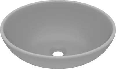 Produktbild von vidaXL s Ovales Waschbecken Matt Hellgrau 40x33 cm Keramik