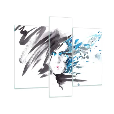 Produktbild von Bilder auf glas - Frau Gesicht Illustration Make-up - 95x80cm - Glasbilder - Wandbilder - Kunstdruck - zum Aufhängen bereit - Wanddekoration aus Glas - Glas Bilder - Wandbild auf Glas - GCB95x80-3020