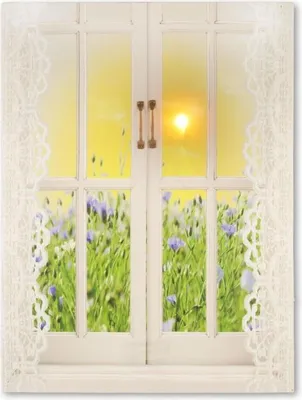 Zdjęcie produktu dla Obraz podświetlany - słońce za oknem, 1 LED, 30 x 40 cm
