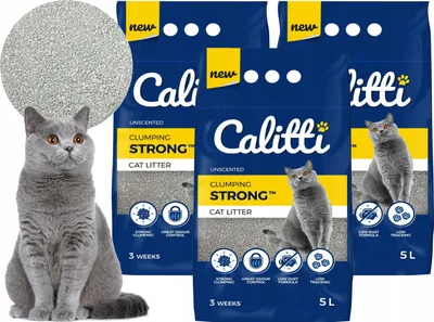 Produktbild von Calitti Kristalle Katzenstreu 3x5L - BENTONIT für staubfreies Katzenklo