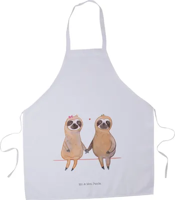 Produktbild von Mr. & Mrs. Panda Kellnerschürze Faultier Pärchen - Weiß - Geschenk, Küchenschürze, Küchenzubehör, Kochschürze, Liebe, Vorbinder, Gemeinsam, Schürze, Grillschürze