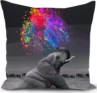 Imagen del producto de Funda de cojín con diseño de elefante, 40x40 cm, decorativa, para sala de estar