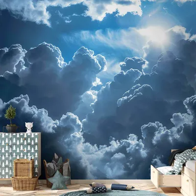 Produktbild von Vlies Fototapete - Animated Scenery: The Sun Battling with Clouds 350x256 cm Muster b-H-10050-a-a