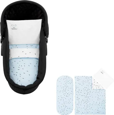 Produktbild von Kikkaboo Kinderwagen Bettwäsche-Set Bär 6tlg Decke 80 x 60 Kissen 35 x 26 Laken blau