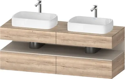 Produktbild von Duravit Qatego Konsolenwaschtischunterbau, 2 Auszüge, 2 Schubkästen, 2 Ausschnitte, 1600x550x600mm, Nische Taupe Supermatt, QA4779083550000