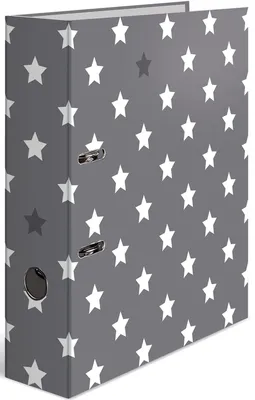 Produktbild von Motivordner A4 70mm Stars grau mit weißen Sternen Packung mit 10 Stück