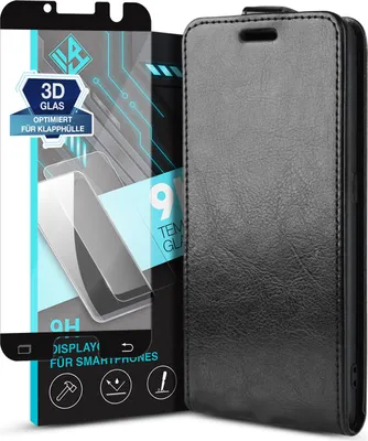 Produktbild von Handy Hülle für Samsung Galaxy S7 mit 9H Displayglas Displayschutz Plus Magnet Cover Case Klapphülle Schutzhülle Farbe: Schwarz