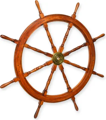 Produktbild von Ein hölzernes Steuerrad 125cm Maritim Replikat Retro Design Dekoration