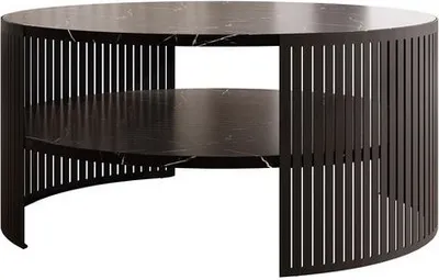 Produktbild von MIRJAN24 Couchtisch Fikoli, Wohnzimmer Kaffeetisch, Beine und Seiten aus Stahl (Farbe: Schwarz / Black Pietra Grigia)