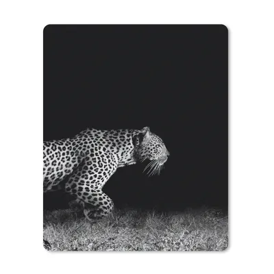 Produktbild von MuchoWow® Mauspad Mousepad Wildtiere - Leopard - Gras - Schwarz - Weiß 19x23 cm - Mousepads - Maus Mat - Pad - Mausunterlage - Mauspads - Spielen