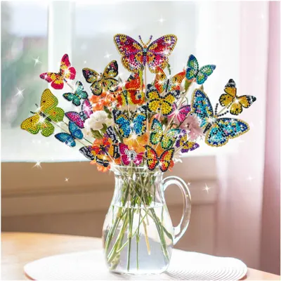 Productafbeelding van Diamond Painting Set Vlinder - 20 stuks - Knutselset voor kinderen en volwassenen