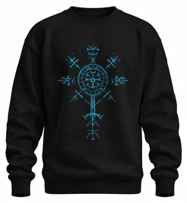 Obrázok produktu pre Vegvisir Viking Runic Compass Nordic Protection Symbol Valhalla Uni mikina, čierna, XL