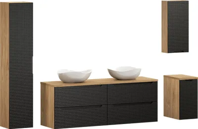 Obrázok produktu pre Moderná kúpeľňová súprava 160 cm s pracovnou doskou a 2 umývadlami