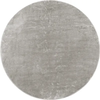 Image de Tapis lavable Salon Poils courts Couleur unie Style moderne Doux Gris Taille Ø 160 cm Rond