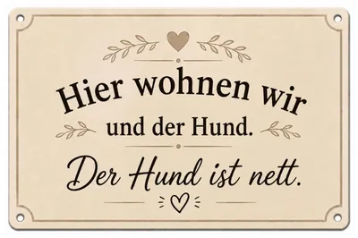 Produktbild von Blechschild Hier wohnen wir und der Hund 20 x 30 cm Deko AstraDesign