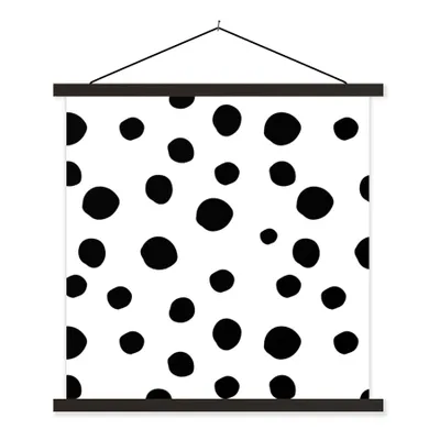 Produktbild von MuchoWow® Textilposter Schwarz - Weiß - Design - Punkte - Muster 60x60 cm mit schwarzem Rahmen - Posteraufhänger