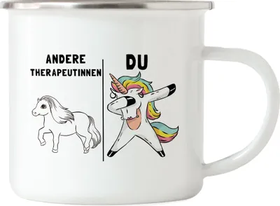 Produktbild von Andere Therapeutinnen Du Emaille Tasse Pferd Einhorn Humor Lustig Unicorn Geschenk Apotheke