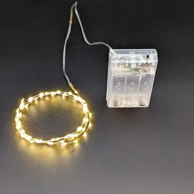 Produktbild von LED Silberdraht Batterielichterkette 66 LEDs 1m + 30 cm Zuleitung warmweiß Timer