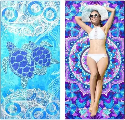 Produktbild von Famanu Mikrofaser Strandhandtuch Set 2 Stück - 180 x 90 cm, doppelseitig, leicht und schnelltrocknend