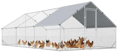 Produktbild von Hühnergehege außen - Hühnerstall Freilauf - XXL Hühnerauslauf - Schattendach - Edelstahl - 3x6x2 m