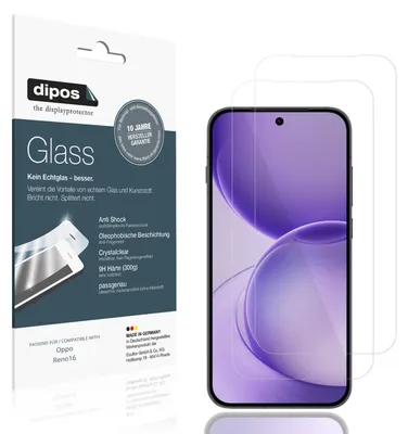 Produktbild von 2x Schutzfolie für Oppo Reno16 - Anti-Shock 9H Folie dipos Glass Kunststoffglas