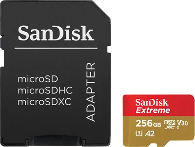 Produktbild von SanDisk Extreme, 256 GB, MicroSDXC, Klasse 3, UHS-I, 160 MB/s, 90 MB/s