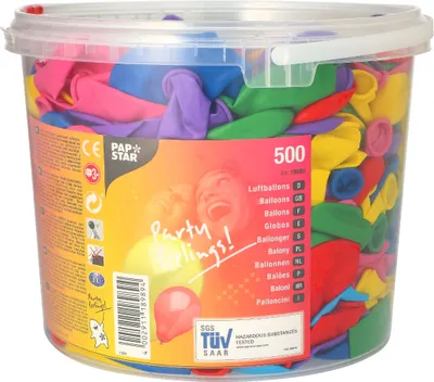 Zdjęcie produktu dla Papstar bunte Luftballons farbig sortiert in einer Dose 500 Stück
