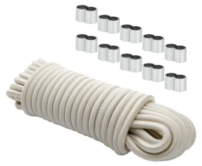 Produktbild von Dreamprint Expanderseil 8mm Weiß 20m Gummiseil Spannseil mit 10x Würgeklemmen