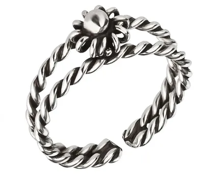 Produktbild von Zehenring Zehring gedreht mit Blume 925 Silber