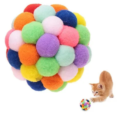 Produktbild von Katzenspielzeug Ball Plüsch mit Katzenminze und Glocke bunt