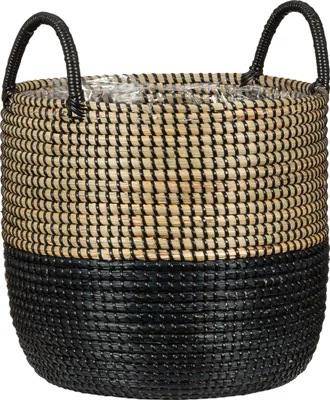 Produktbild von Scheurich Seagrass 27, Korbgefäß/Korb-Pflanzgefäß/Korbtopf mit Griffen aus Seagrass Farbe: Nature Black, 27 cm Durchmesser, 23,5 cm hoch, 13,1 l Vol.