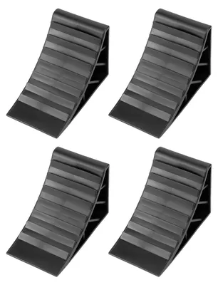 Zdjęcie produktu dla Klin pod koła - Zestaw 4 szt. - Tworzywo sztuczne - Czarny - Z uchwytem - 180 x 90 x 100 mm