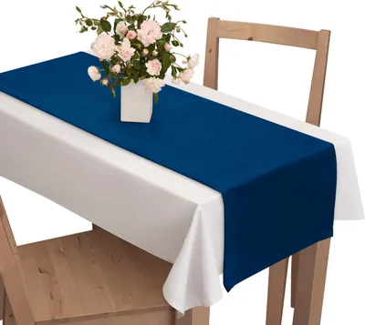 Obrázok produktu pre Zamatový behúň na stôl 40x200 cm tmavomodrý
