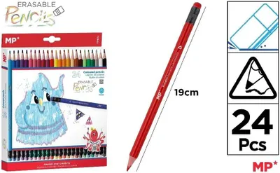 Image de Crayons effaçables avec gomme 24pcs