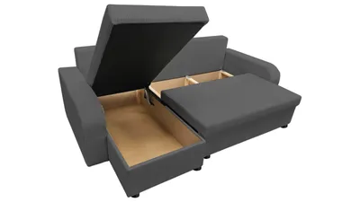 Obrázek produktu pro MTJMöbel Rohová sedací souprava PALERMO 238x140 - UNIVERSAL - s funkcí spaní - 2 zásuvky na lůžko - Rozkládací pohovka - Tmavě šedá látka - POSO 115 Tmavě šedá