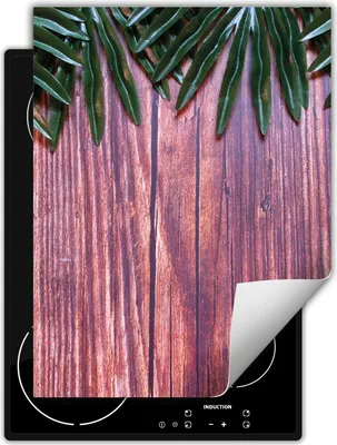 Produktbild von DarHaus Herdabdeckplatte Einteilig Küche Abdeckplatte für Glaskeramikfeld Abdeckung Induktionskochfeld Aufrollbare Matte 40x52 cm, Blätter - Holz
