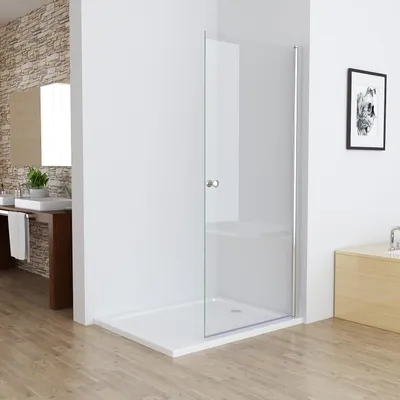 Produktbild von MIQU Nischentür 80 x 185 cm Walk in Duschabtrennung Duschwand für Dusche Pendeltür Schwingtür Duschtür aus ESG Glas Rahmenlos duschtrennwand